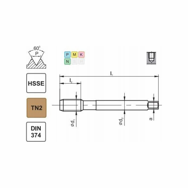 Fanar THREAD M12x1.25 DIN-374C R40 (6H) HSSE TIN 800X