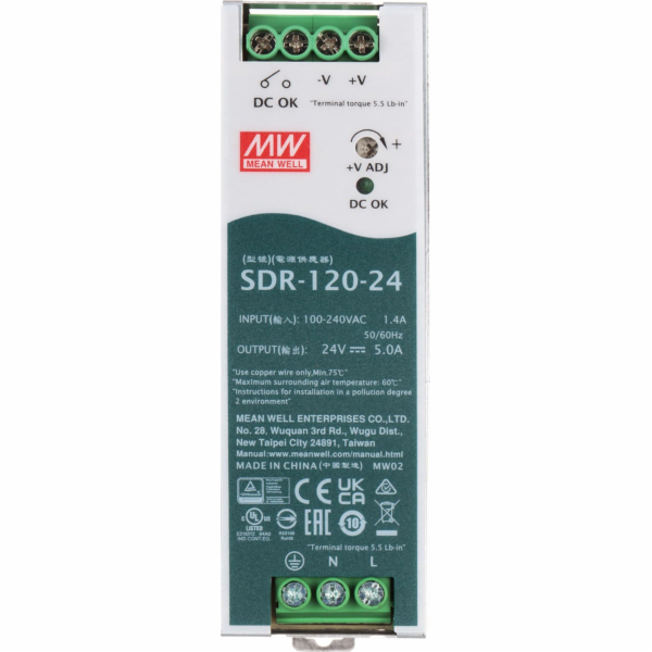 Mean Well SPÍNANÝ NAPÁJECÍ ZDROJ SDR-120-24 ZNAMENÁ DOBŘE
