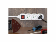Prodlužovací kabel 5 m / 6 zásuvek / s vypínačem / bílý / PVC / 1,5 mm2