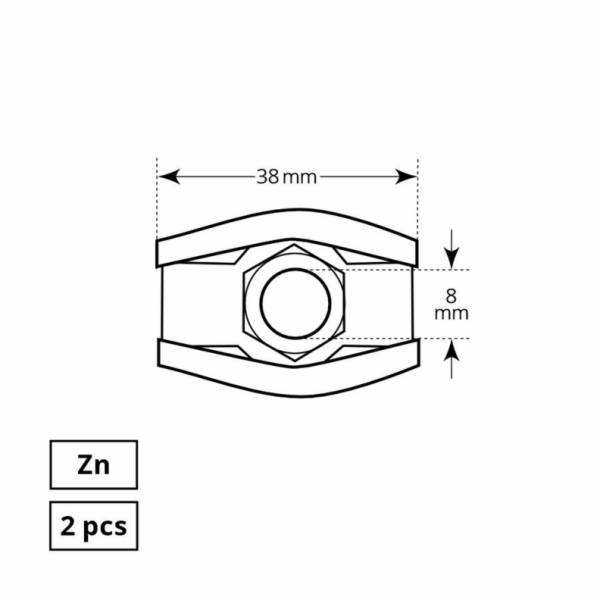 Plochá jednolanová svěrka Haushalt, 2DD, 8 mm
