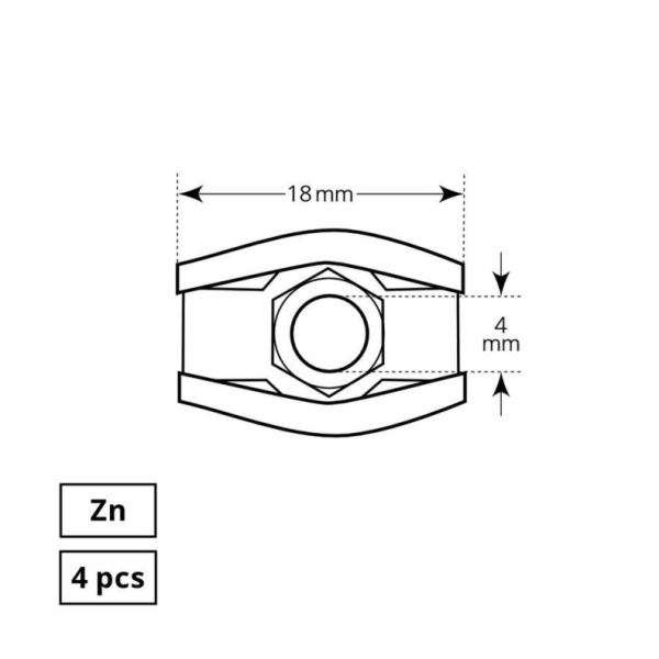 Plochá jednolanová svěrka Haushalt, 4DD, 3 mm