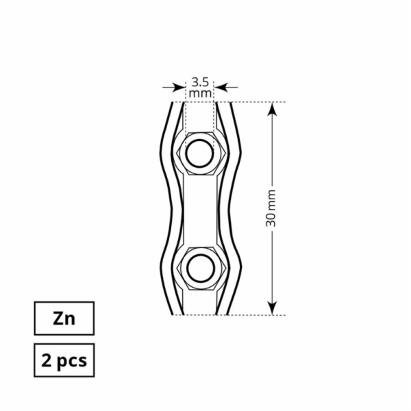 Plochá dvojitá lanová svorka Haushalt, 2DD, 2 mm