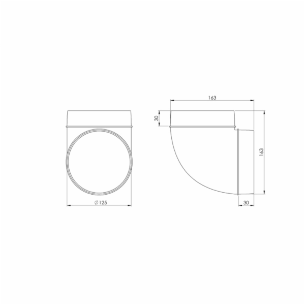 Větrací koleno EUROPLAST AL125-90, D125 90°