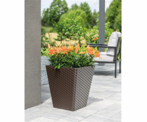 Květináč FORMA PLASTOVÝ RATAN, V 39 cm, tmavě hnědý