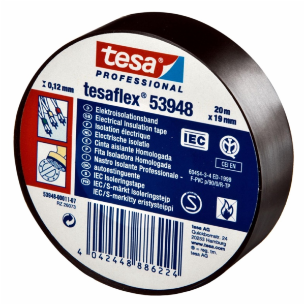 Izolační páska Tesaflex 53988, černá, 19 mm x 20 m