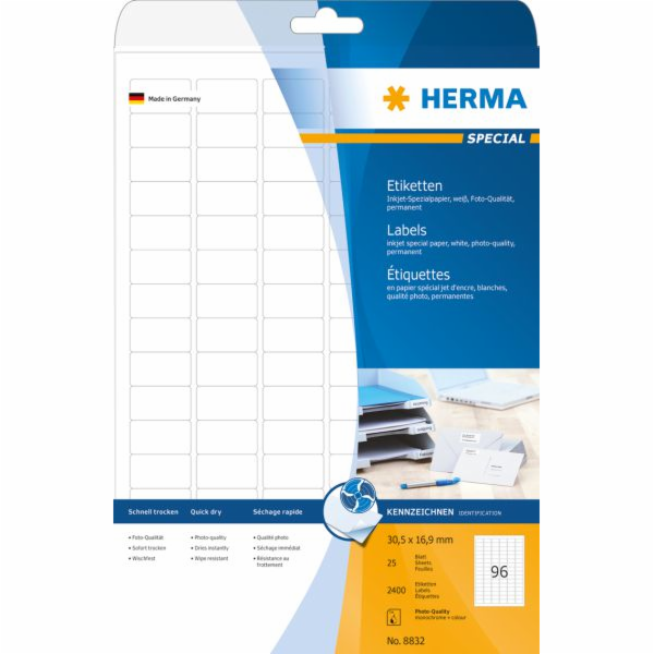 Herma Labels InkPrint 8832, A4, 30,5 x 16,9 mm, matný bíl...