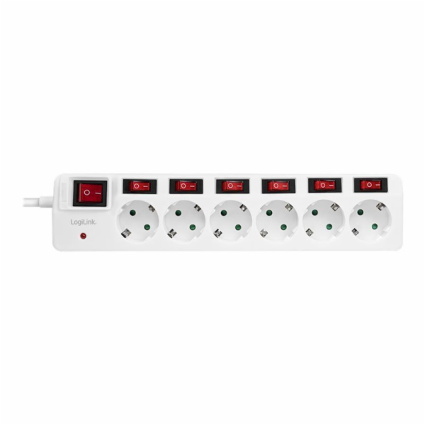 LogiLink Prodlužovací kabel LogiLink, 6 zásuvek, 1,5 m, bílá