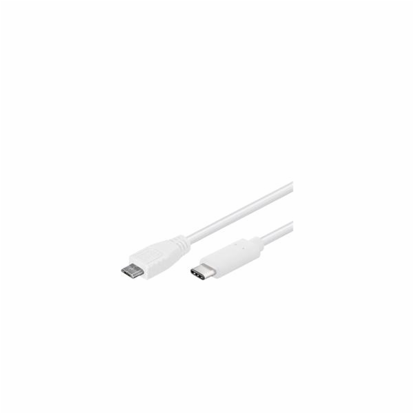 PremiumCord USB-C/male - USB 2.0 Micro-B/Male, bílý, 1m