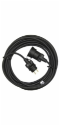 Venkovní prodlužovací kabel 10m / 1 zásuvka / černý / guma / 230 V / 1,5mm2
