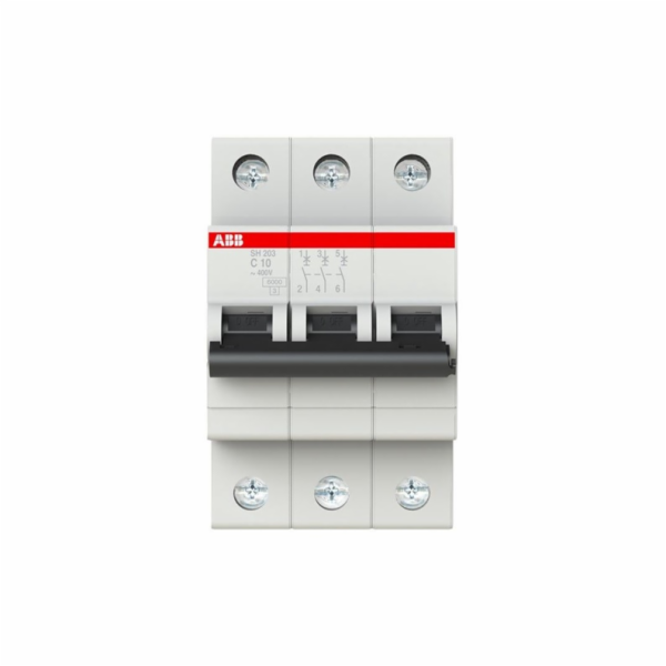 Automatický spínač ABB SH203, 3P, C, 10A, 6kA