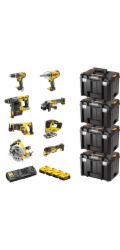 Dewalt DCK865P4T 18V akumulátorový kombinovaný balíček (žluto-černý, 8 akumulátorových nářadí, 4x Li-ion XR baterie 5,0 Ah)