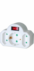 Adapterstecker Euro 2+Schutzkontakt 1 mit Schalter, Steckdosenadapter