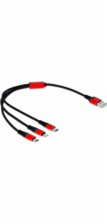 DeLOCK USB nabíjecí kabel, USB-A zástrčka > USB-C + Micro USB + Lightning zástrčka