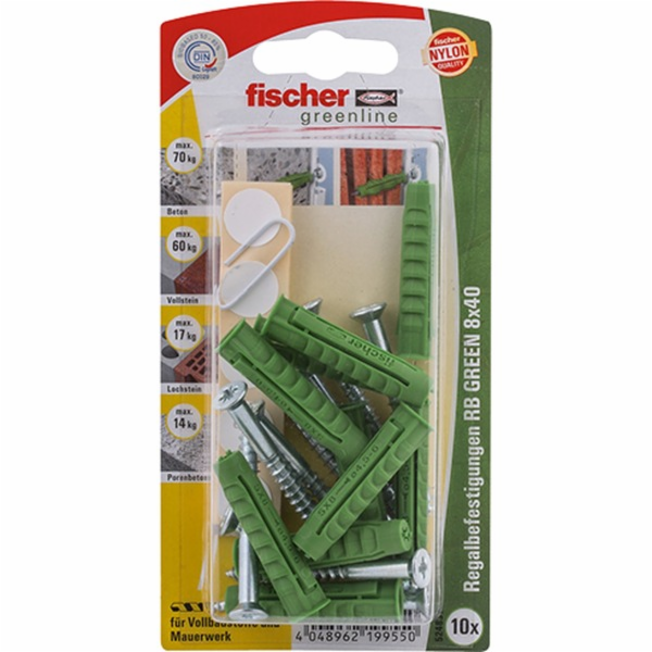 Upevnění polic RB GREEN 8x40 K, hmoždinky
