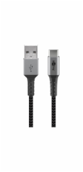 Goobay Kabel USB 2.0, zástrčka USB-A > zástrčka USB-C (šedo/stříbrný, 2 metry, textilní kabel s kovovými konektory)