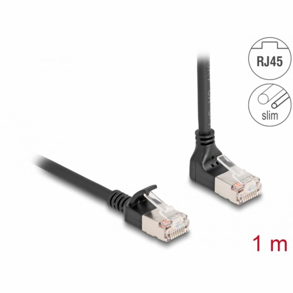 Patch kabel RJ-45 Cat.6a S/FTP, Slim 90° úhlový