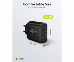 goobay USB-C duální rychlá nabíječka, PD, GaN, 65 wattů