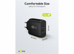 goobay USB-C duální rychlá nabíječka, PD, GaN, 65 wattů