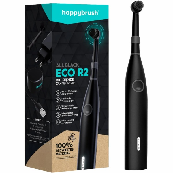 happybrush ECO R2 Allblack + 3 náplně, elektrický zubní k...