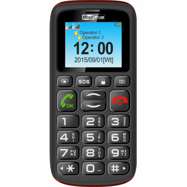 MAXCOM MM428 L, Telefón pre seniorov, čierny