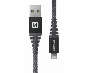 Swissten datový kabelkevlar usb / lightning 1,5 m antracit
