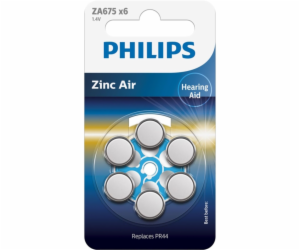 1x6 Philips Zinc-Air PR44 / 675 Hörgeräte Batterie