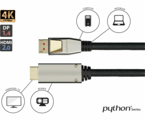 Kabel PYTHON Nylong kabel Python DisplayPort 1.4 a HDMI 2...