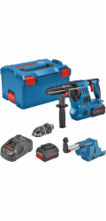 Bosch Powertools Akku-Bohrhammer GBH 18V-28 CF Professional, mit GDE 18V-16 (blau/schwarz, 2x Akku ProCORE18V 8,0Ah, Bluetooth, in L-BOXX)