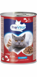 PREVITAL Cat Food s hovězím a játry v omáčce - mokré krmivo pro kočky - 415 g