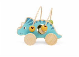 Bigjigs Toys Triceratops na kolečkách s korálkovým labyrintem
