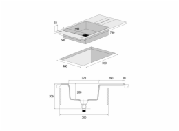 Concept DG10N50bc dřez Granitový kuchyňský dřez s odkapávačem ČERNÁ