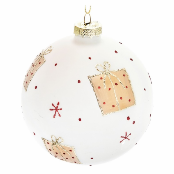 Ozdoba&nbsp;Vánoční&nbsp;baňka&nbsp;s&nbsp;dárečky&nbsp;8&nbsp;cm