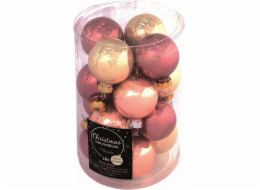 Ozdoba vánoční kuličky 3.5cm / 16ks mix růžových barev
