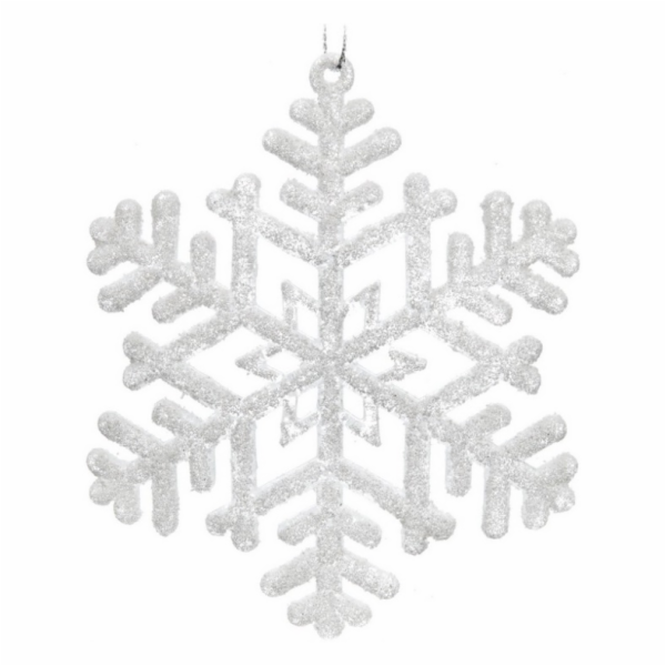 Ozdoba&nbsp;vločka&nbsp;bílá&nbsp;s&nbsp;glitry&nbsp;závěsná&nbsp;2&nbsp;ks&nbsp;10&nbsp;cm