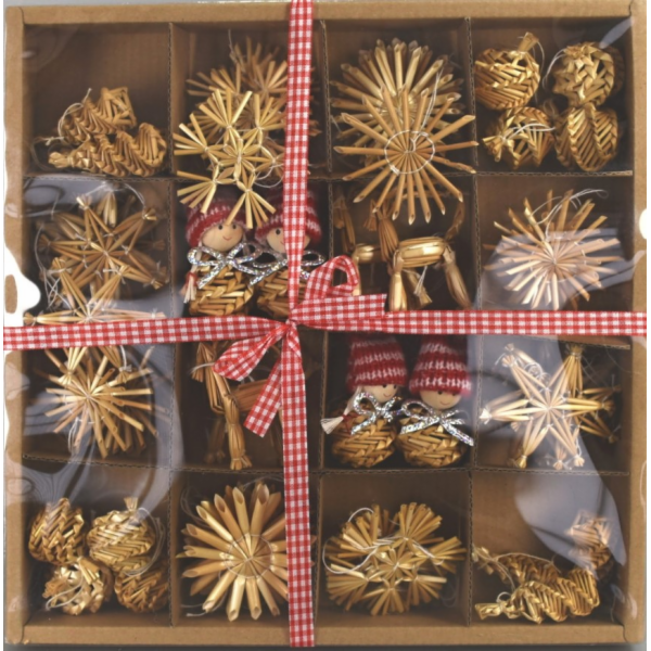 Ozdoby slaměné sada 38 ks