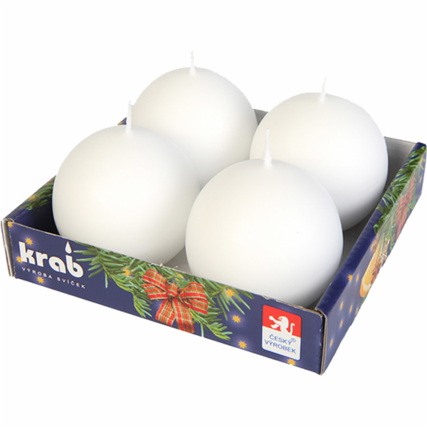 Svíčka adventní koule bílá 4 ks