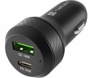 Natec nabíječka do auta CONEY, 1XUSB, 1XUSB-C, 48W