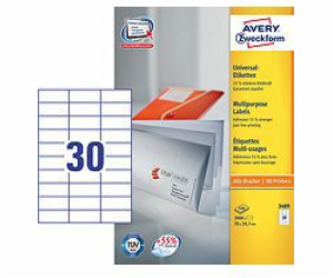 Univerzální štítky Avery Zweckform, bílé 70x29,7 mm 100 l...