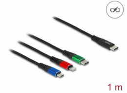 Delock 3 in 1 - Kabel pouze pro nabíjení - 24 pin USB-C s piny (male) do Micro USB typ B, Lightning, 24 pin USB-C s piny (male) - 1 m - černá