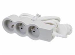LEGRAND Revolution prodlužovací přívod 3x2P+T, kabel 1,5m, bílá-světlé šedá