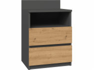 Topeshop MALWA M1 NOČNÍ SKŘÍŇKA - ANTRACIT / UMELSKÝ DUB