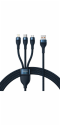 Kabel 3v1 USB Baseus USB 3v1 Baseus Flash Series, USB-C + Micro + Lightning 66W, 1,2 m (modrý)