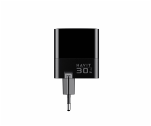 Havit UCLE001 EU - Tříportová nabíječka GaN 30 W, černá