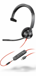 Poly Blackwire 3315 - Blackwire 3300 series - náhlavní souprava - náhlavní - kabelové - 3.5 mm jack, USB-C - černá