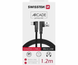 Swissten textilní datový kabel arcade usb / micro usb 1,2...