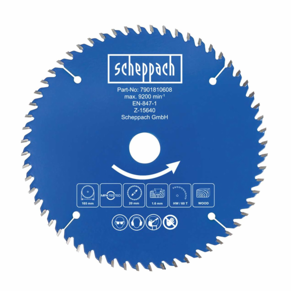 Scheppach Řezný kotouč pr. 165/20, 60 zubů