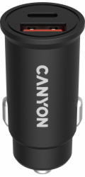 CANYON auto nabíječka C-30, 1x USB-C + 1x USB-A (PD 30W/QC 3.0 18W), vstup 12V-24V