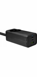 Akyga Nabíječka univerzální AC 230V + USB-A + 2xUSB-C PD 5-20V/max. 5A/65W Quick Charge 3.0 GaN, černá