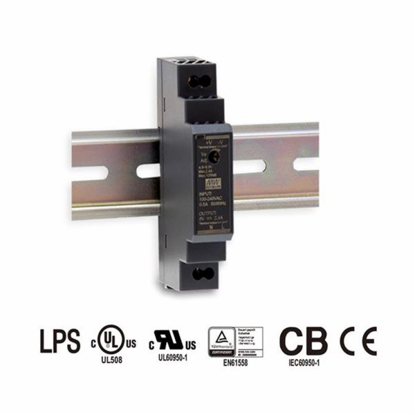 Zdroj Mean Well HDR-15-5 průmyslový, 5V, 12W, na DIN lištu