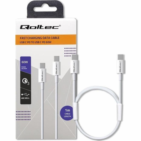 Qoltec USB-C - USB-C USB kabel 1 m Bílý (52359)